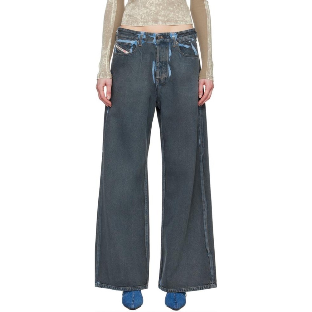 Diesel Industry Women Jeans Wide Leg Dark‎ Wash Denim Size 26